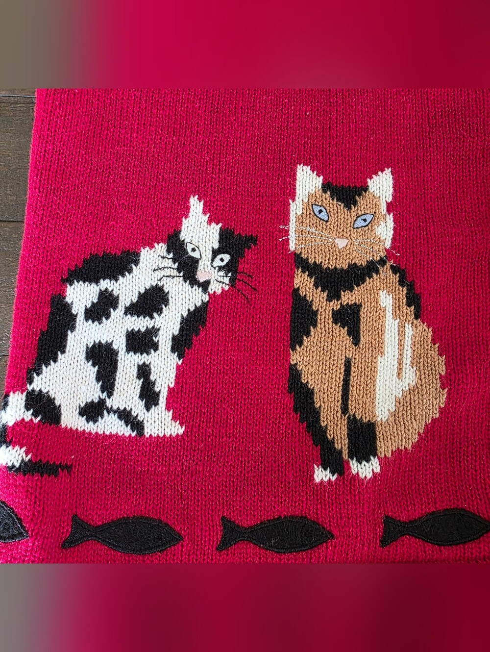 Vintage Tally-Ho Cat Cardigan Size S Novelity Knit - Picture 5 of 12